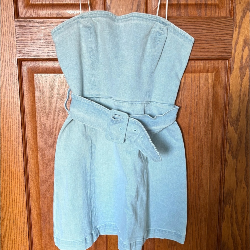 Amanda Uprichard Strapless Light Blue Dress